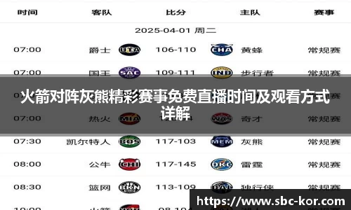 火箭对阵灰熊精彩赛事免费直播时间及观看方式详解
